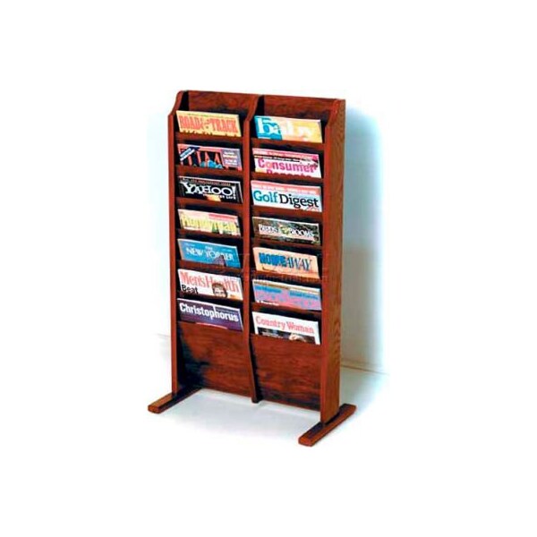 Wooden Mallet Cascade Free-Standing 14 Pocket Magazine Rack, Mahogany MR14-FSMH - main